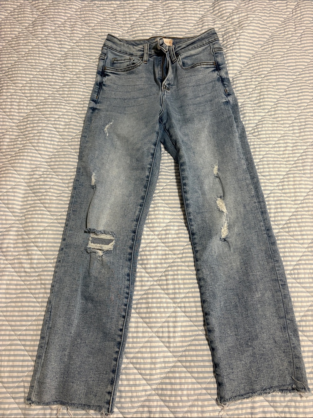 Altar'd State Distressed Straight-Leg Jeans - Light Blue